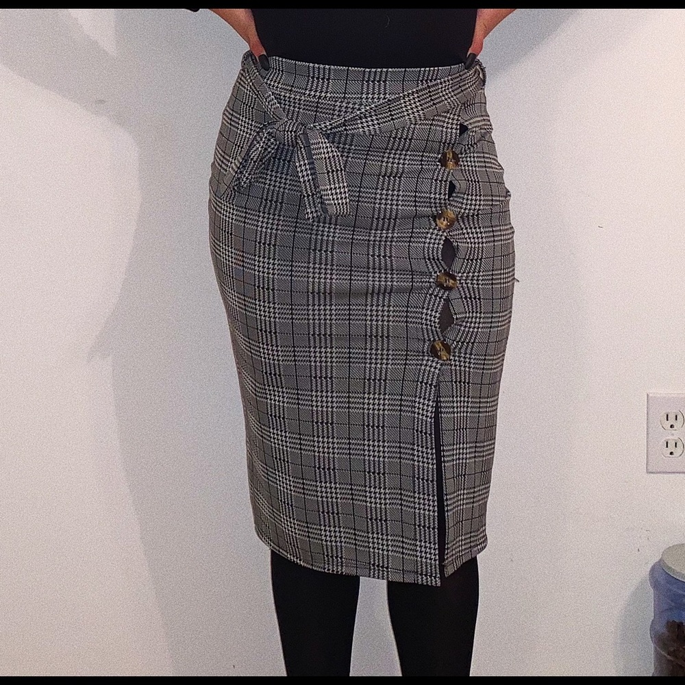 Black and white striped skirt